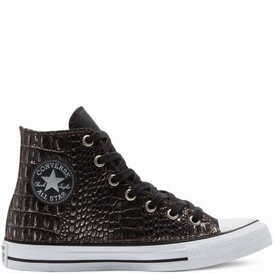 Férfi Converse Metallic Crocodile Chuck Taylor All Star Magasszárú Cipő CO1268075 Fekete Titán